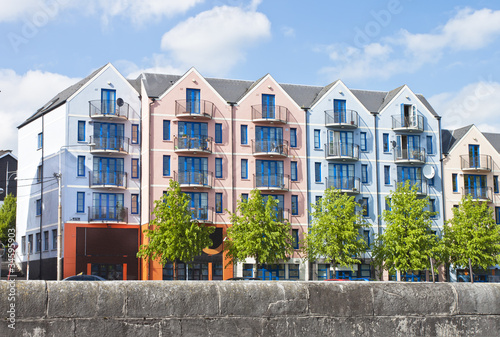 Colorful apartment, building in Cork city, Ireland.