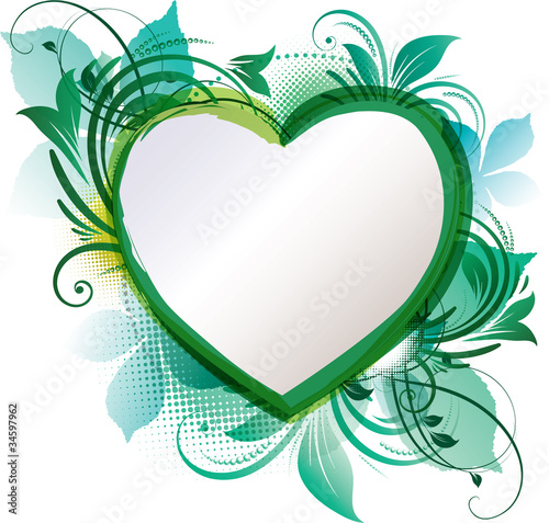 Green Heart Floral Background