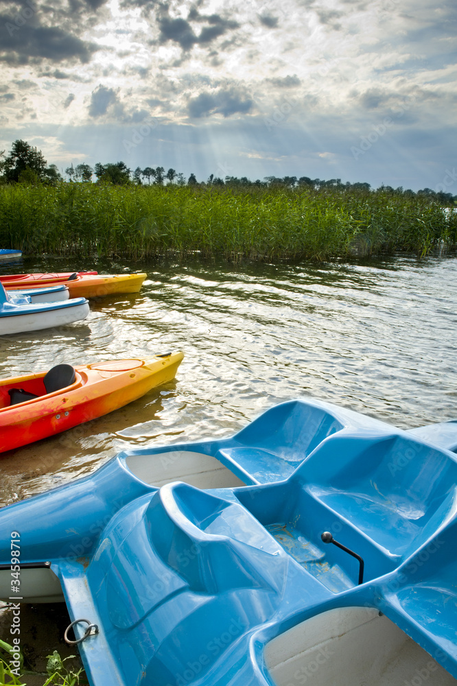 Fototapeta premium Recreation equipment on the lake