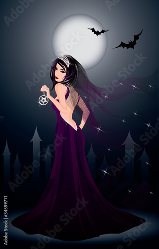 Sexy black bride. vector illustration