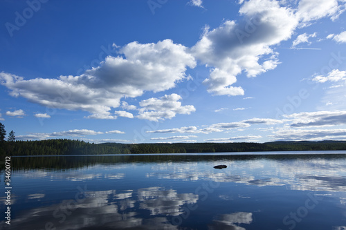 Summer lake, wide angle photo