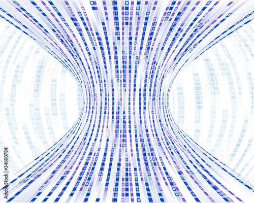 Flowing blue boxes representing binary code being constricted by
