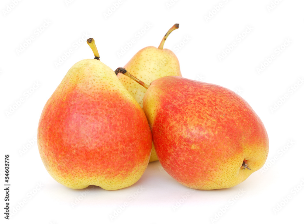 Three red pears isolated on white background Three red pears isolated on white background