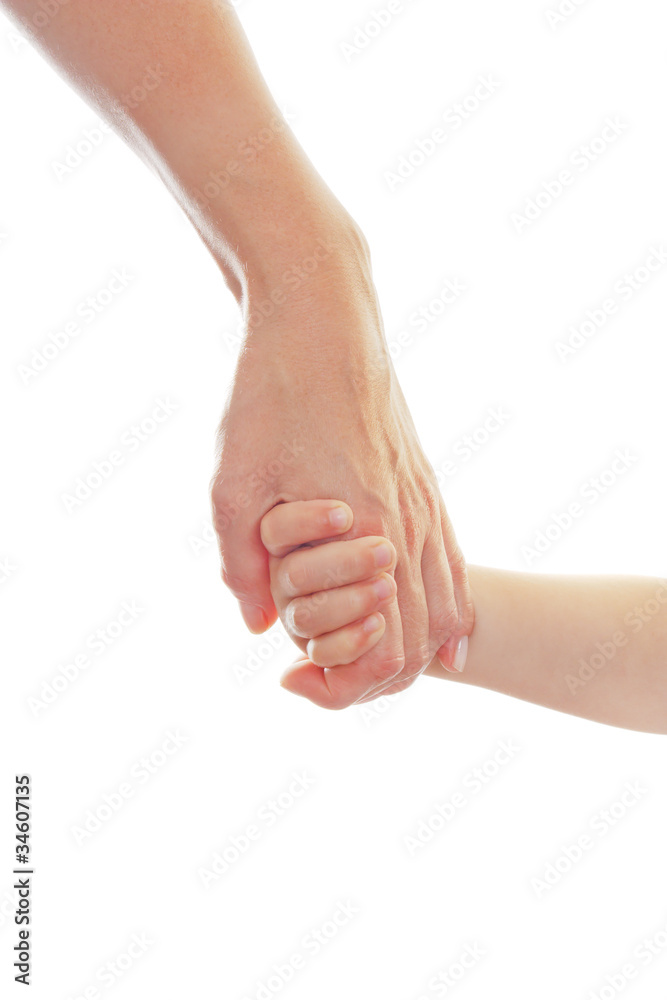 Mother giving a hand to a child