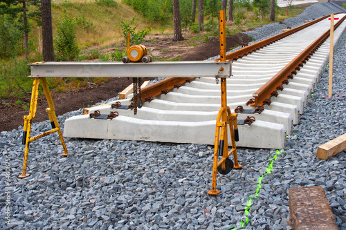 Railroad track tool in railway construction site