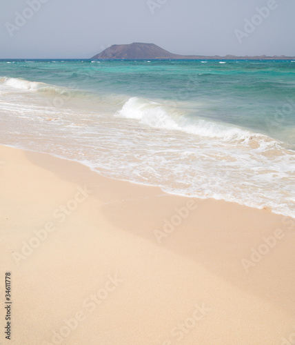 white sand beach on Fuerteventura (Corralejo "Flag" beach)