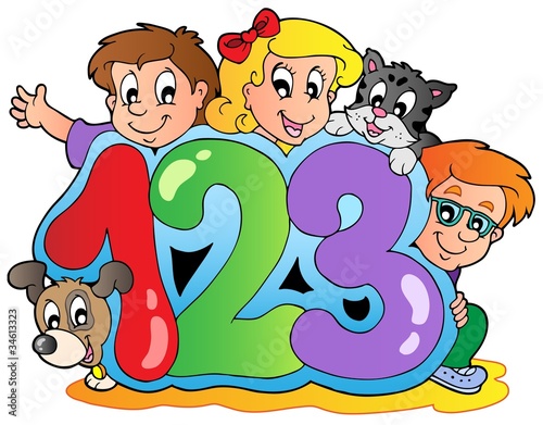 School theme with numbers