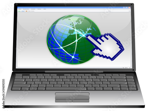 Laptop Globale Welt und Vernetzung