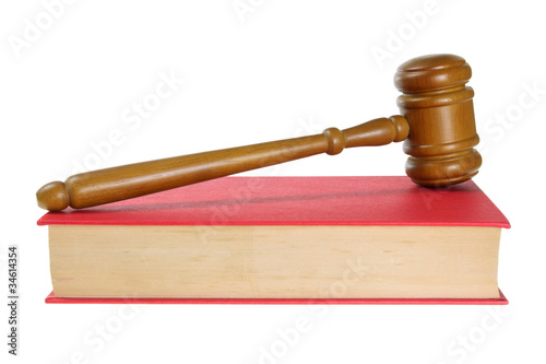 Wooden Gavel on Book