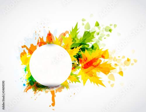 Abstract autumn vector background with leaves