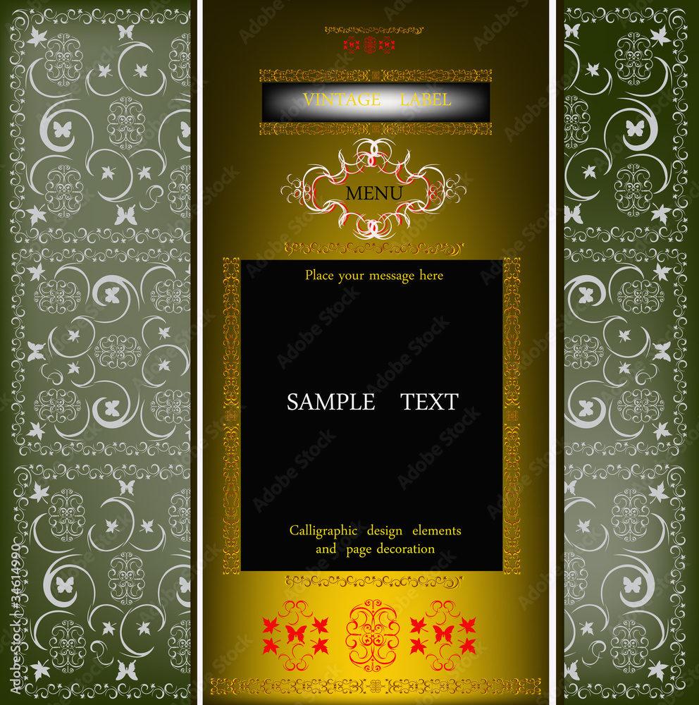 Decorative label with abstract east ornament Decorative label with abstract east ornament