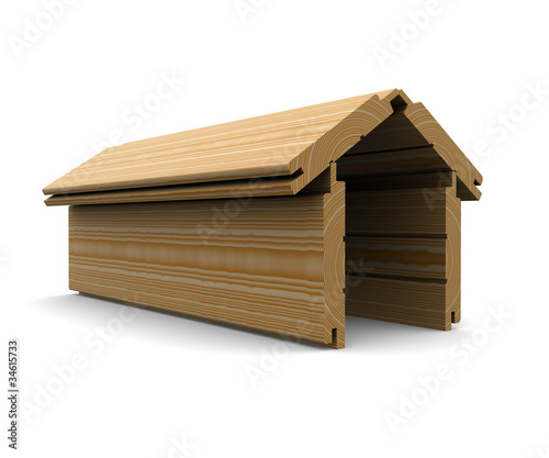 Wooden boards stacked in the shape of the house