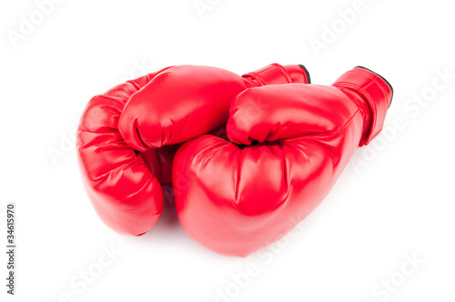 Red boxing gloves isolated on white © Elnur