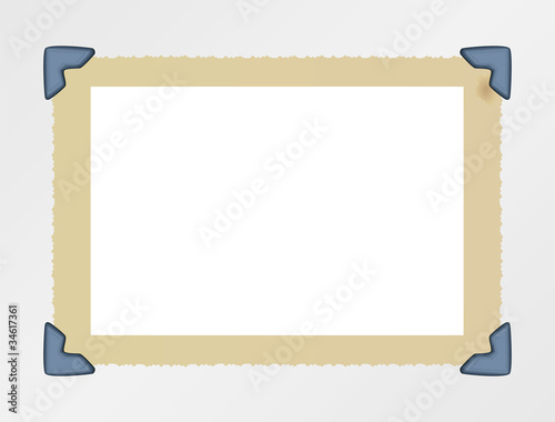 vintage photo frame, mounted with photo corners, vector