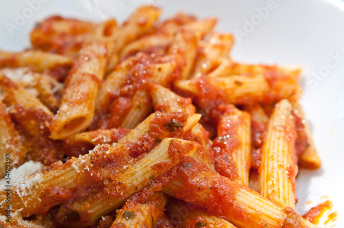 Italian meat sauce noodles on the table