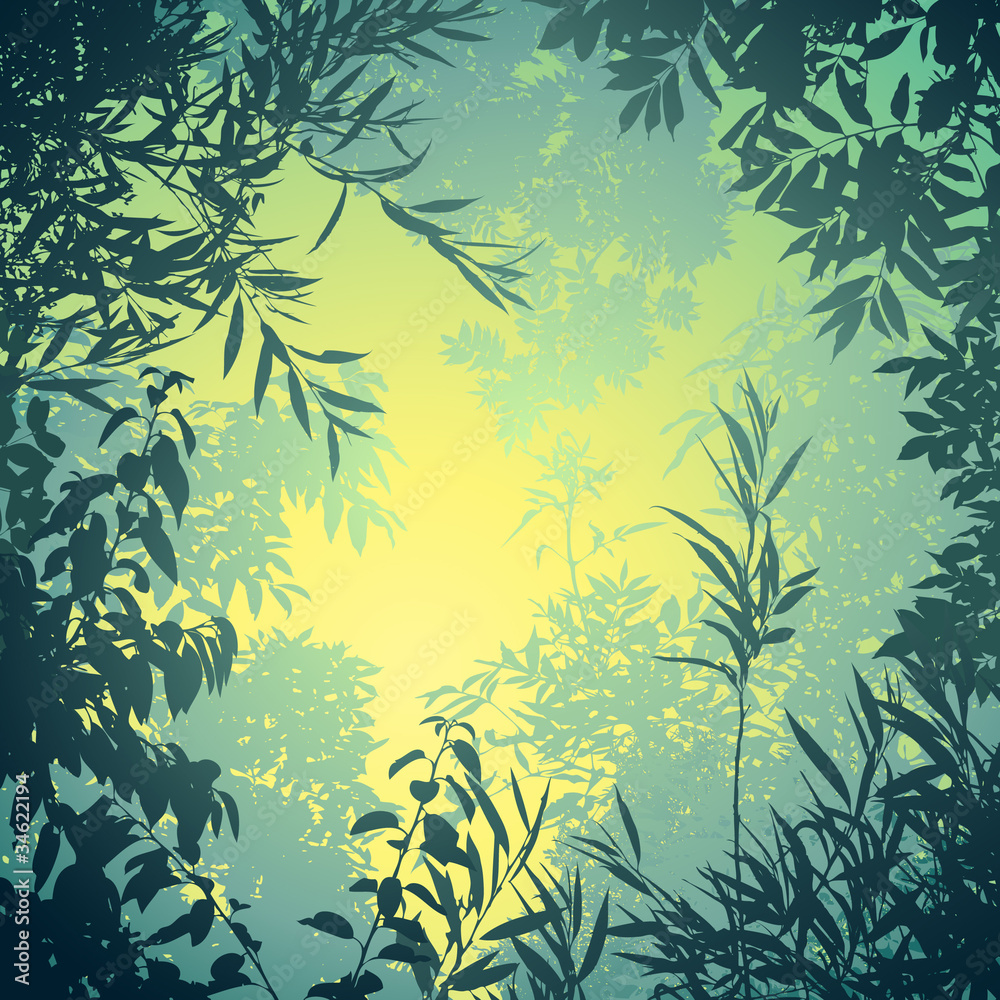 A Floral Background with Trees and Leaves A Floral Background with Trees and Leaves