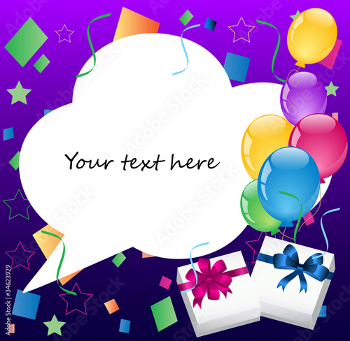 Party colorful balloons with gift boxes
