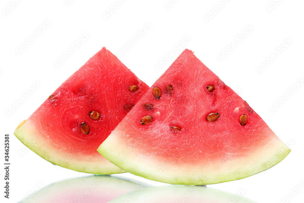 slices of watermelon isolated on white