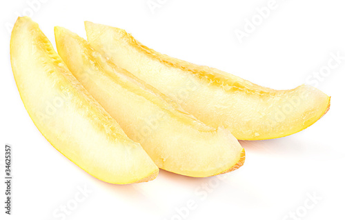 slices of melon isolated on white