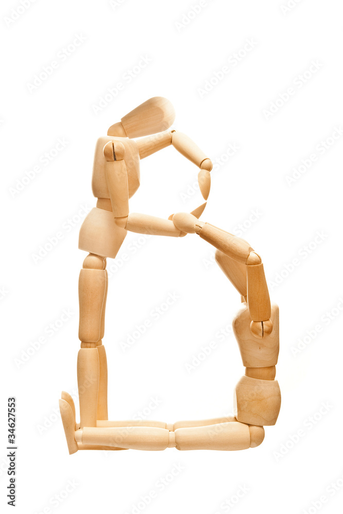 Concept of mannequin in posed of alphabet. B Concept of mannequin in posed of alphabet. B