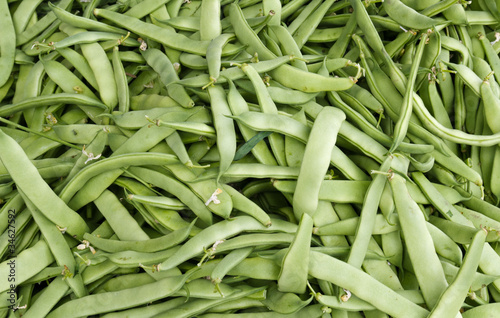 Flat green beans on display