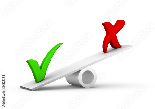 check marks on seesaw