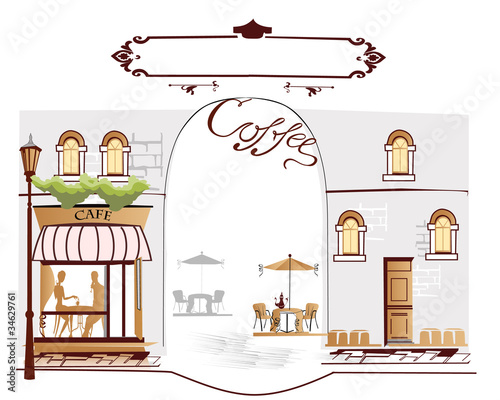 Series of street cafe