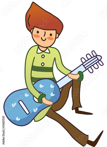 Close-up of boy holding guitar