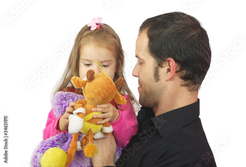 Tableau sur toile Portrait of happy father and his adorable little daughter