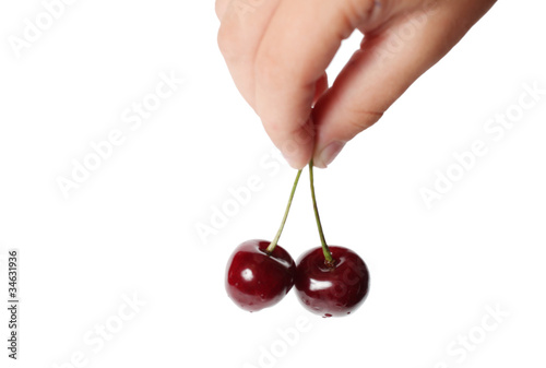 Tasty berries of a cherry on a white background © ketrin