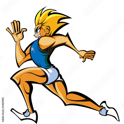 Side view of man running