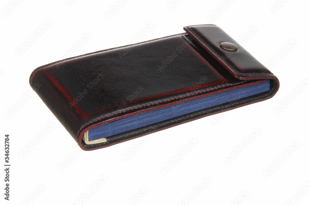 brown leather business card holder isolated on white brown leather business card holder isolated on white