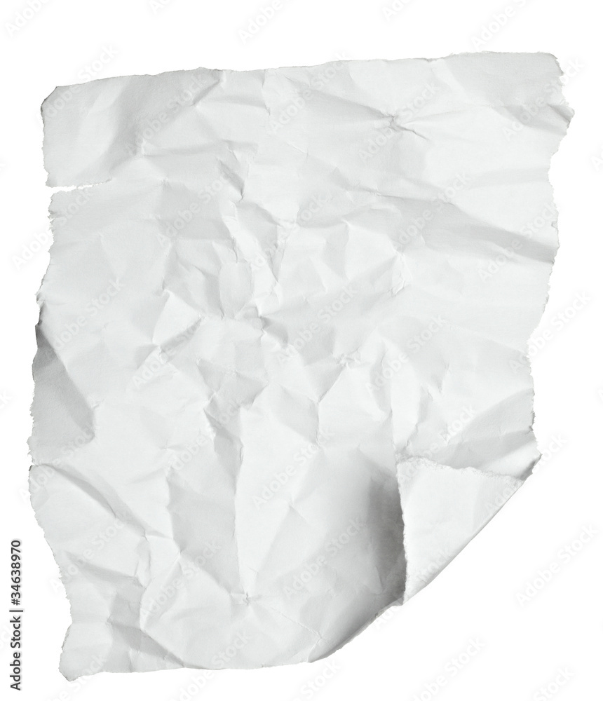 white crumpled paper with curled edge white crumpled paper with curled edge