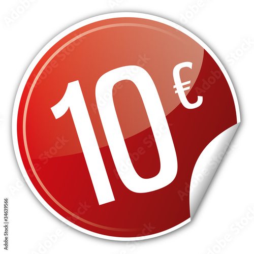 Button Rabatt - 10€ euro sparen reduziert rot