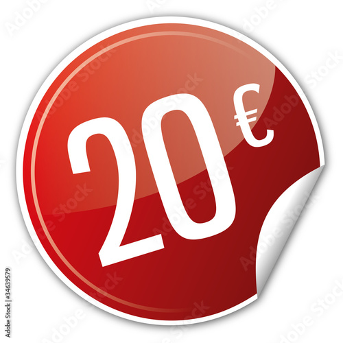 Button Rabatt - 20€ euro sparen reduziert rot