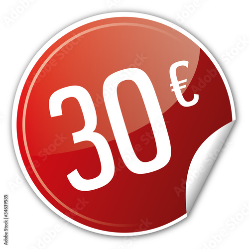 Button Rabatt - 30€ euro sparen reduziert rot