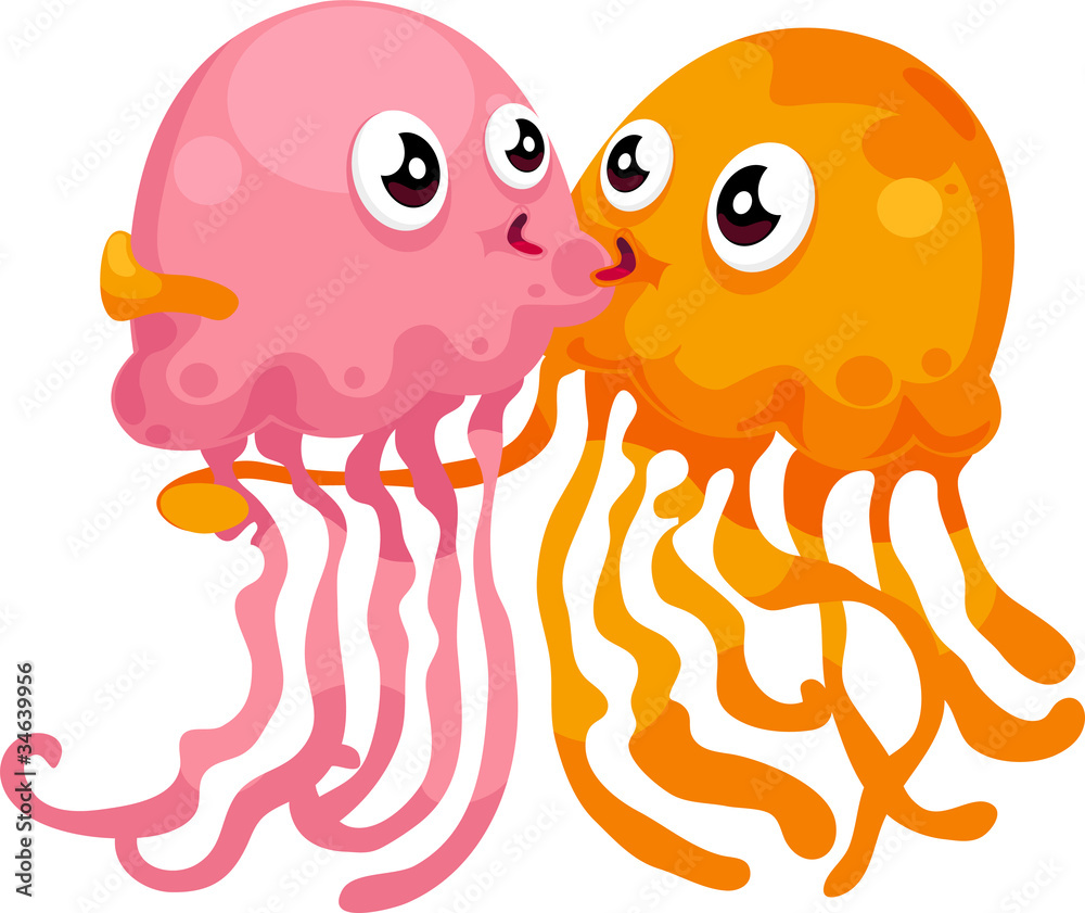 illustration cartoon love jellyfish vector illustration cartoon love jellyfish vector