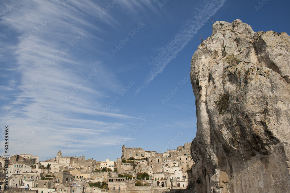 Panorama della vecchia città di Matera, sud Italia.
