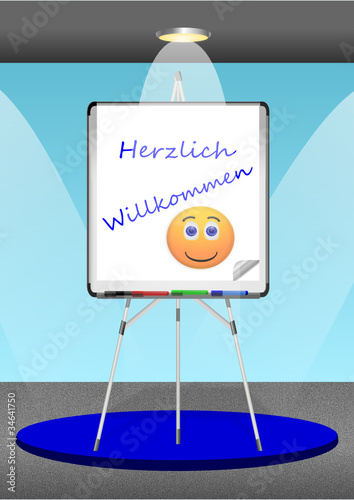 Flipchart Herzlich Willkommen mit Smiley