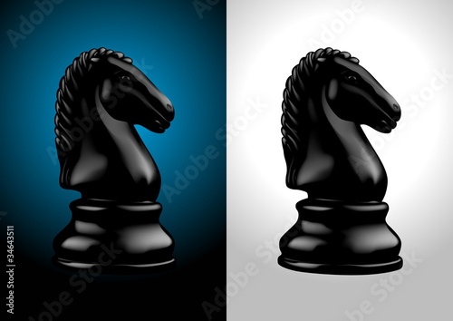 Chess Black Knight - Vector Illustration
