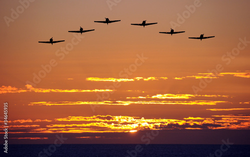 Airplanes at sunset