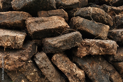 close up of peat digging on Harris, Scotland photo