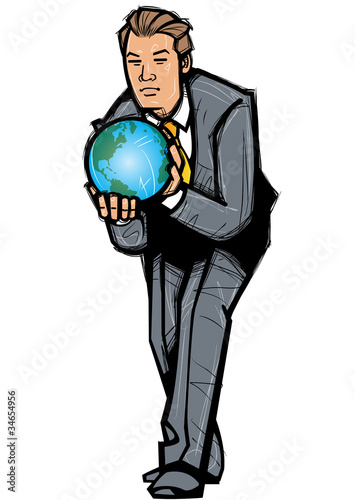 Close-up of man holding globe