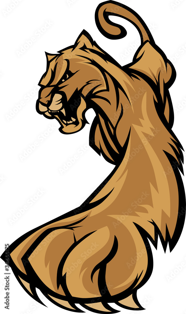 Naklejka premium Cougar Mascot Body Prowling Graphic
