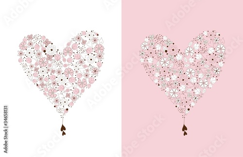 Vintage hand-drawing hearts photo