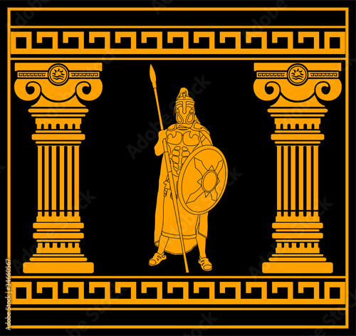 fantasy warrior with with columns. second variant