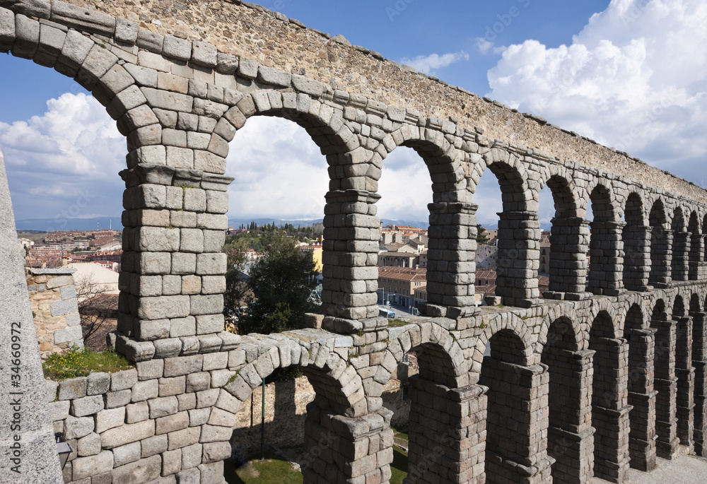 Ancient Roman Acqueduct in Segovia, Spain