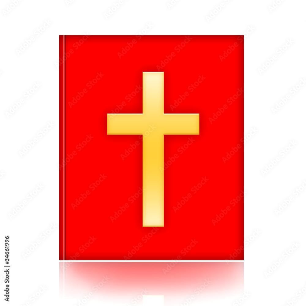 Fototapeta premium Bible with golden cross isolated over white background