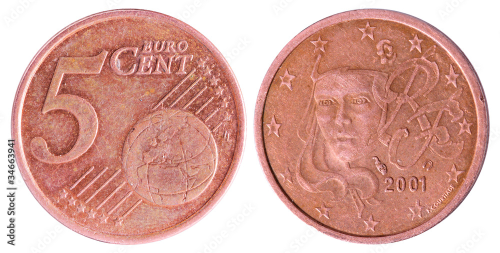Pièce de 5 centimes euros pile et face Photos | Adobe Stock