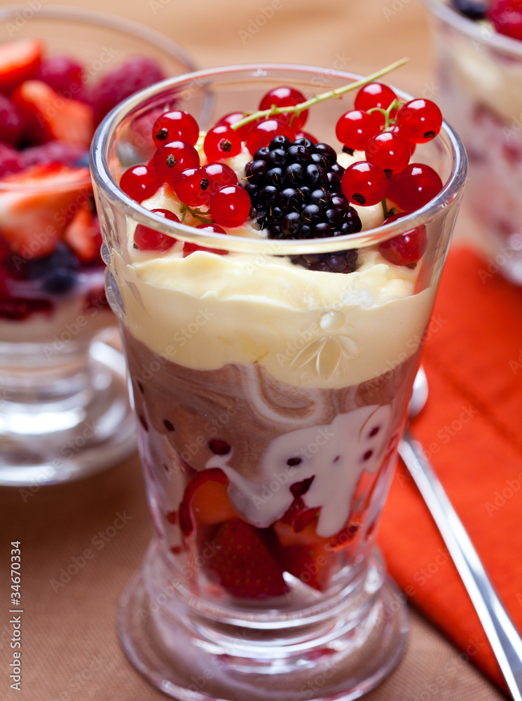 Delicious fruit dessert in a glass Delicious fruit dessert in a glass